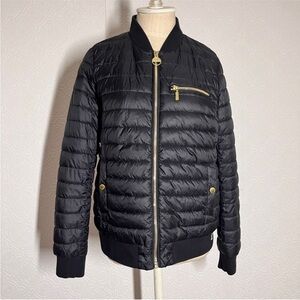 Barbour Black Quilted Puffer Jacket with Gold Hardware